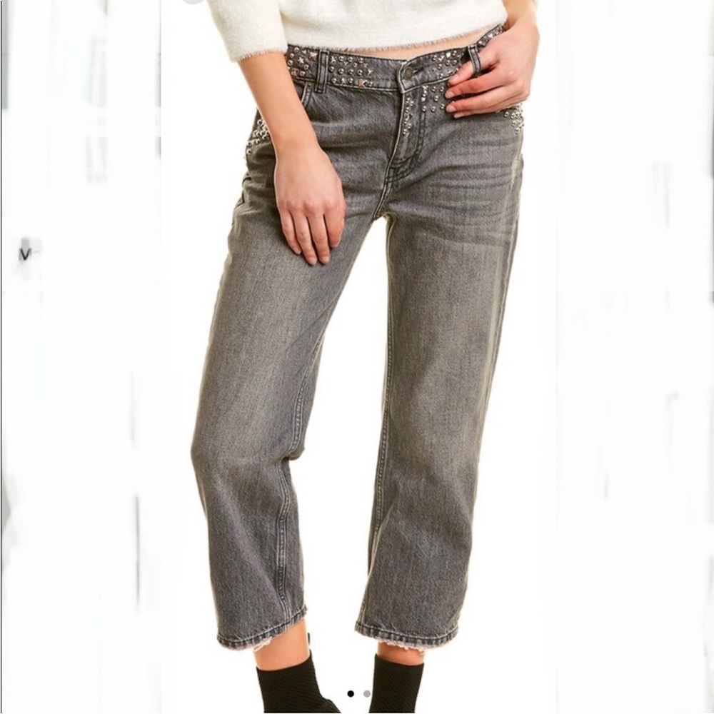 *NWOT* THE KOOPLES NELLY STUDDED GRAY LOW-RISE/CROPPED JEANS - Picture 11 of 12